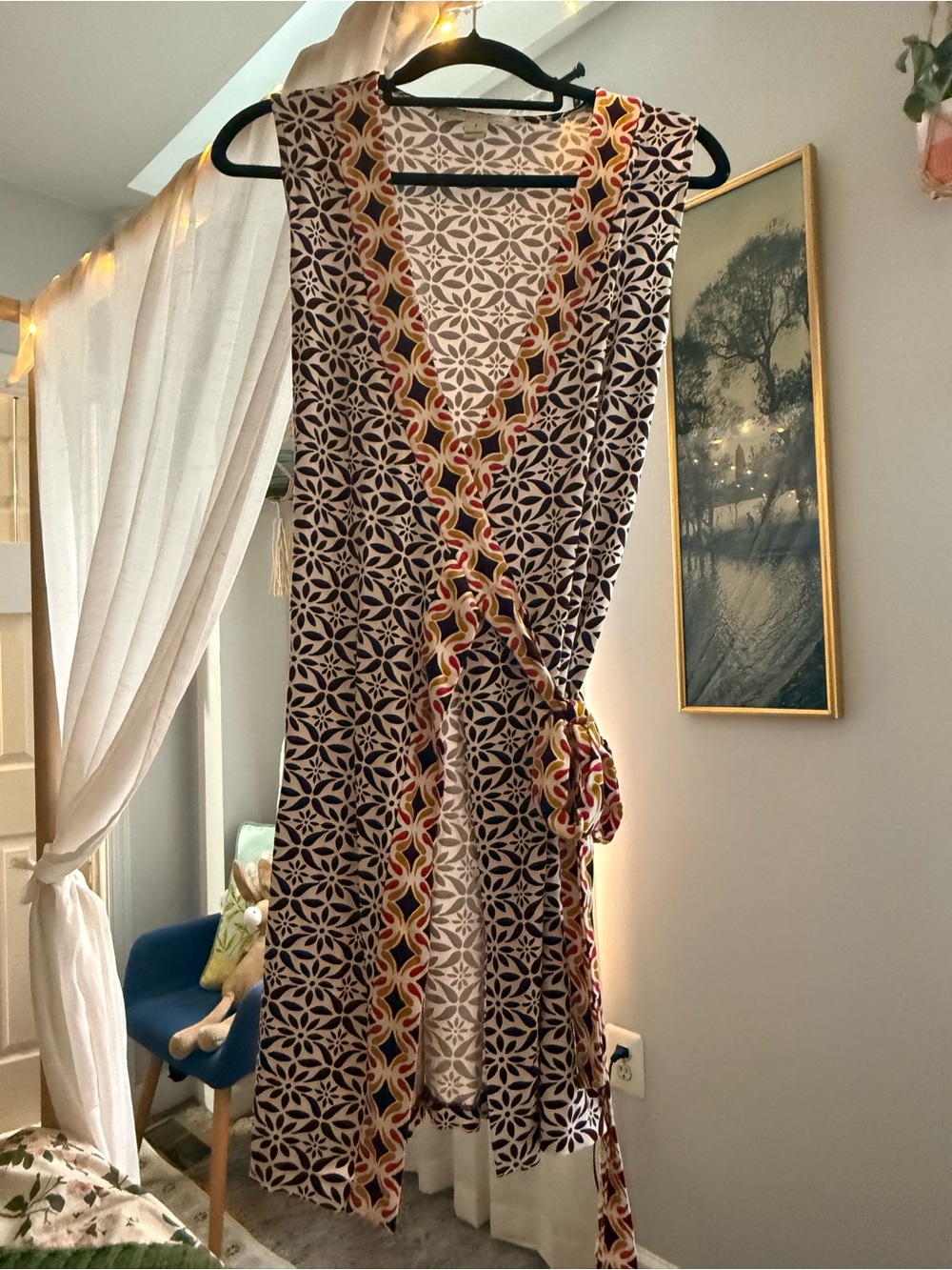 Vintage Diane Von Furstenburg Sleeveless Geometric Wrap Dress - Picture 3 of 6